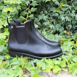 Cheap Bottines de pluie noir argenté Femme Bottines & Bottes