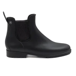 Cheap Bottines de pluie noir argenté Femme Bottines & Bottes