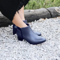 Store Bottines moyen talon cuir bleu Femme Bottines & Bottes
