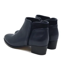 Store Bottines moyen talon cuir bleu Femme Bottines & Bottes