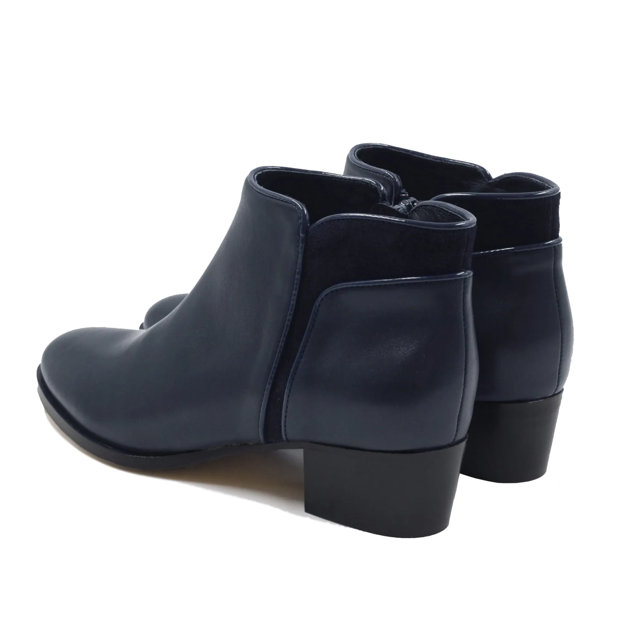 Store Bottines moyen talon cuir bleu Femme Bottines & Bottes