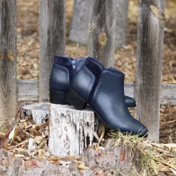 Store Bottines moyen talon cuir bleu Femme Bottines & Bottes