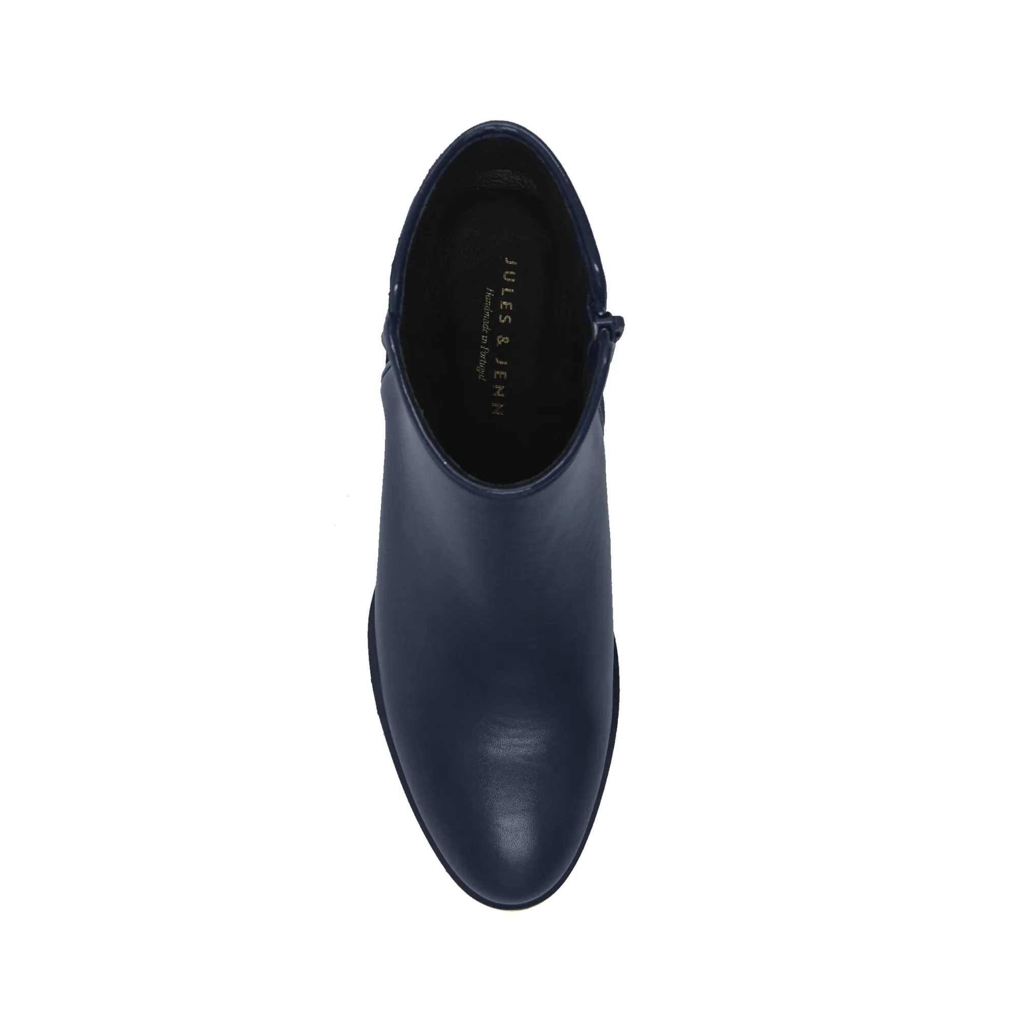 Store Bottines moyen talon cuir bleu Femme Bottines & Bottes