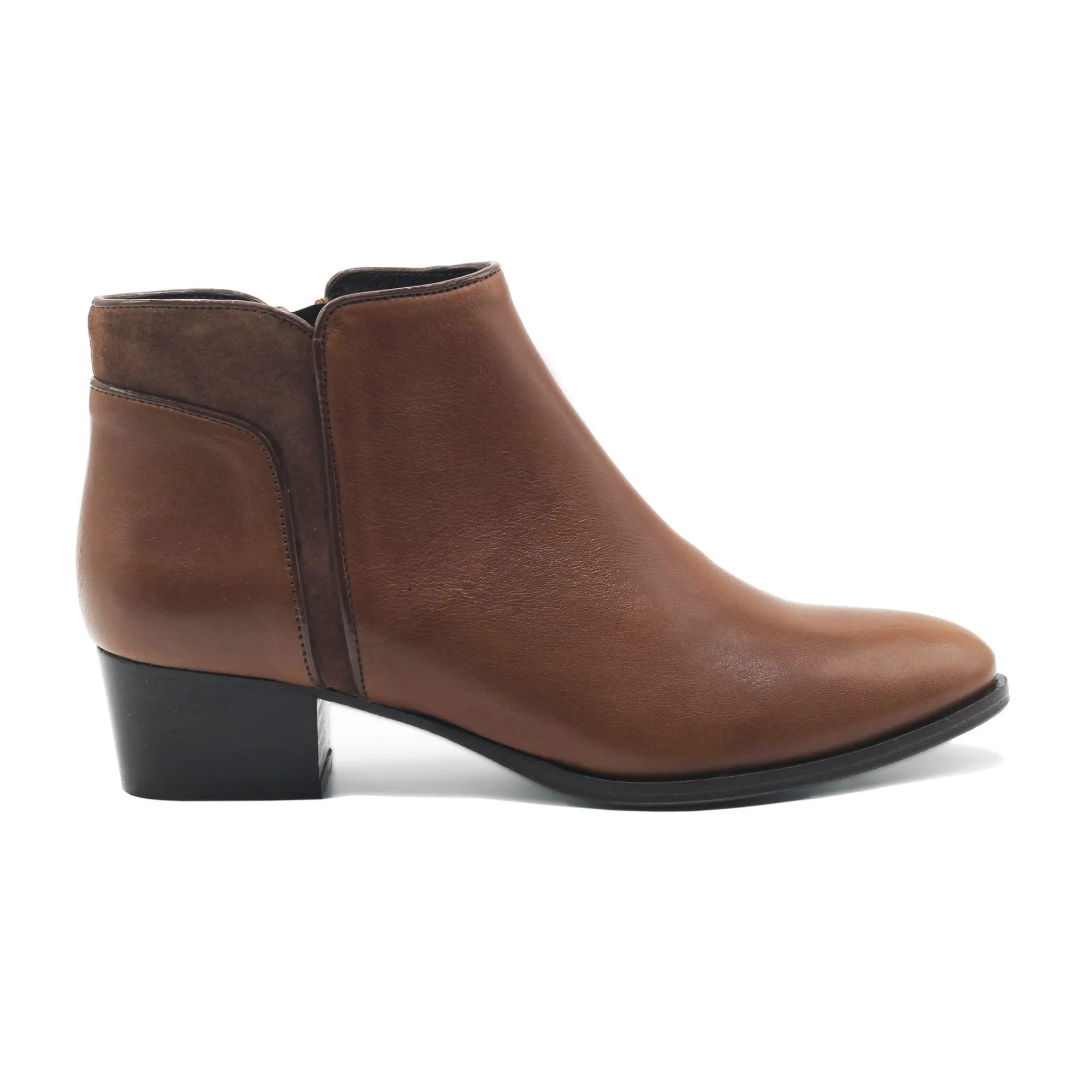 Hot Bottines moyen talon cuir Femme Bottines & Bottes