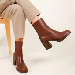 Outlet Bottines plateforme cuir Femme Bottines & Bottes