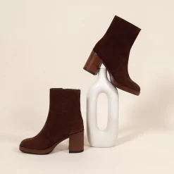 Discount Bottines plateforme cuir daim Femme Bottines & Bottes