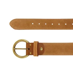Outlet Ceinture bohème cuir daim camel Femme Ceintures