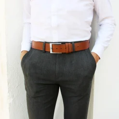 Outlet Ceinture casual cuir marron Homme Ceintures