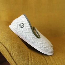Best Sale Charentaises tradition blanc kaki Femme Charentaises|Charentaises