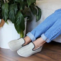 Best Sale Charentaises tradition blanc kaki Femme Charentaises|Charentaises