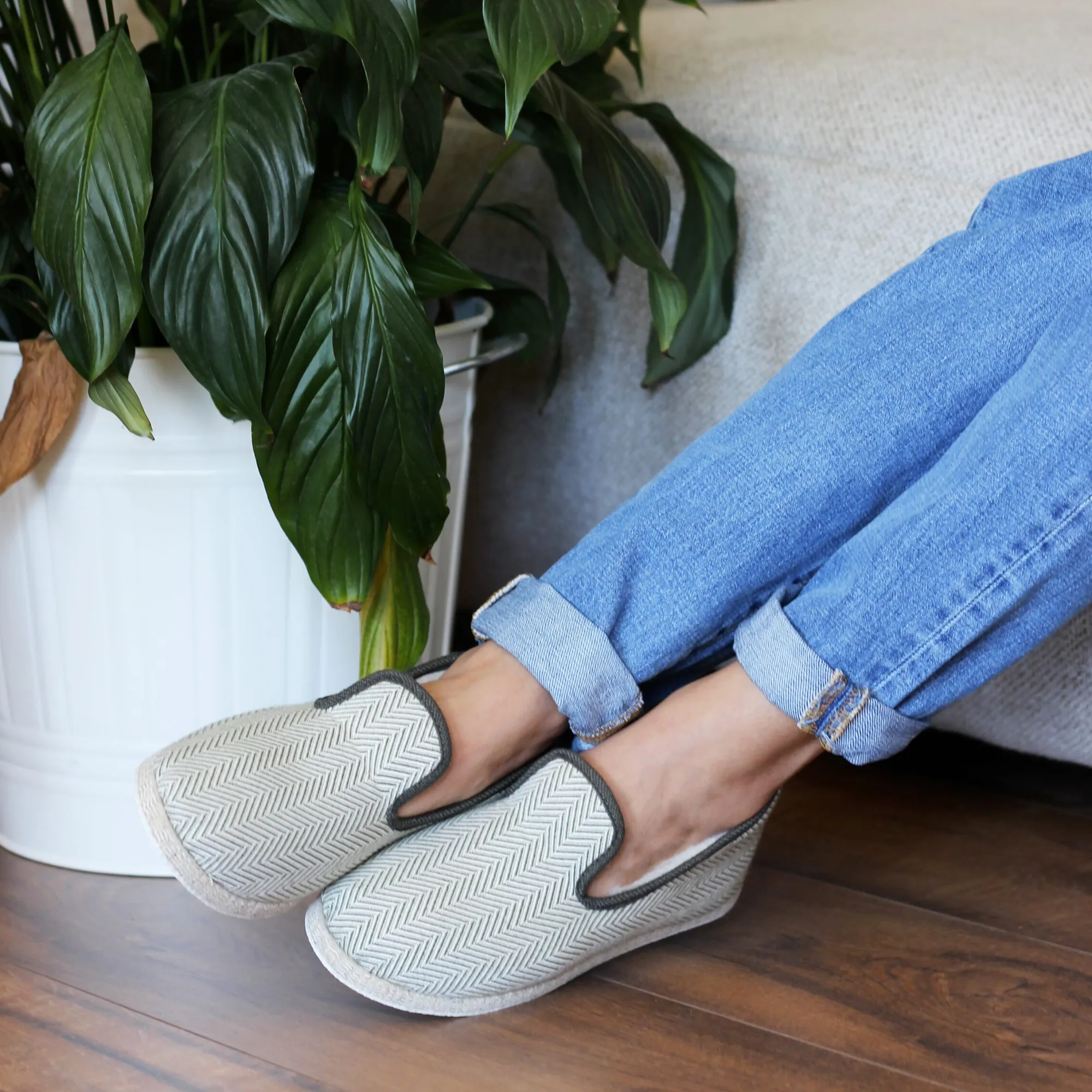 Best Sale Charentaises tradition blanc kaki Femme Charentaises|Charentaises