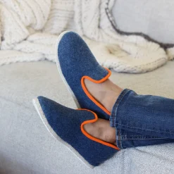Online Charentaises tradition bleu denim Femme Charentaises|Charentaises