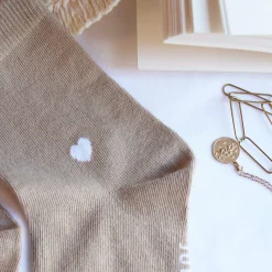 Best Chaussettes cœur beige blanc Femme Chaussettes