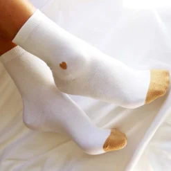 Fashion Chaussettes cœur blanc doré Femme Chaussettes
