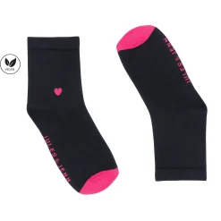 Sale Chaussettes cœur noir fushia Femme Chaussettes