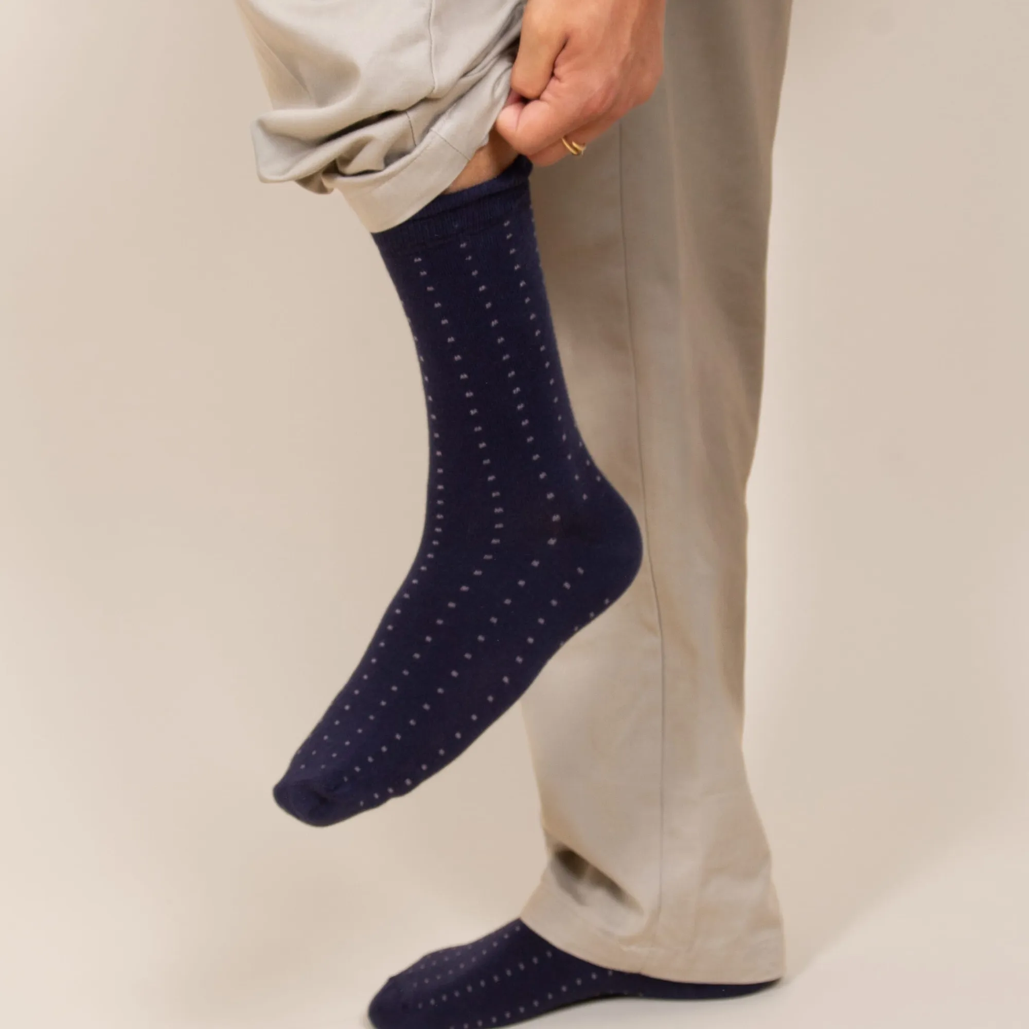 Best Chaussettes mini pois coton bleu gris Homme Chaussettes