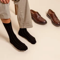 Cheap Chaussettes mini pois coton noir cognac Homme Chaussettes
