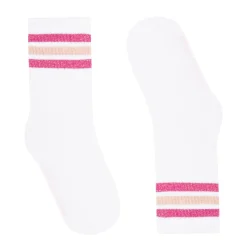 New Chaussettes sport coton blanc rose Femme Chaussettes