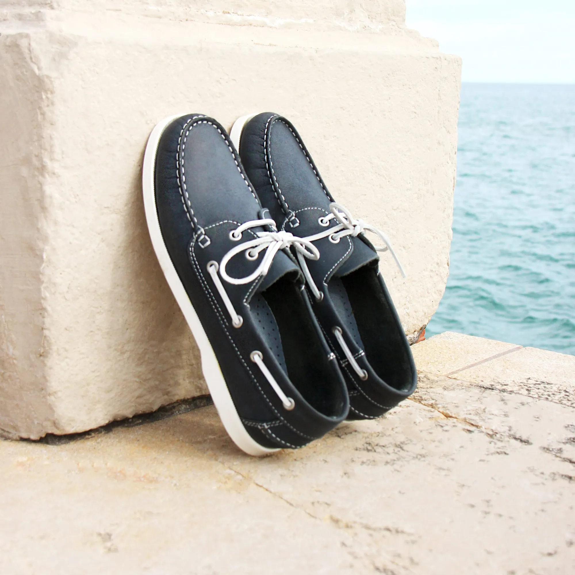 Sale Chaussures bateau cuir bleu Homme Chaussures Bateau