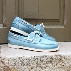 Store Chaussures bateau cuir bleu clair Homme Chaussures Bateau