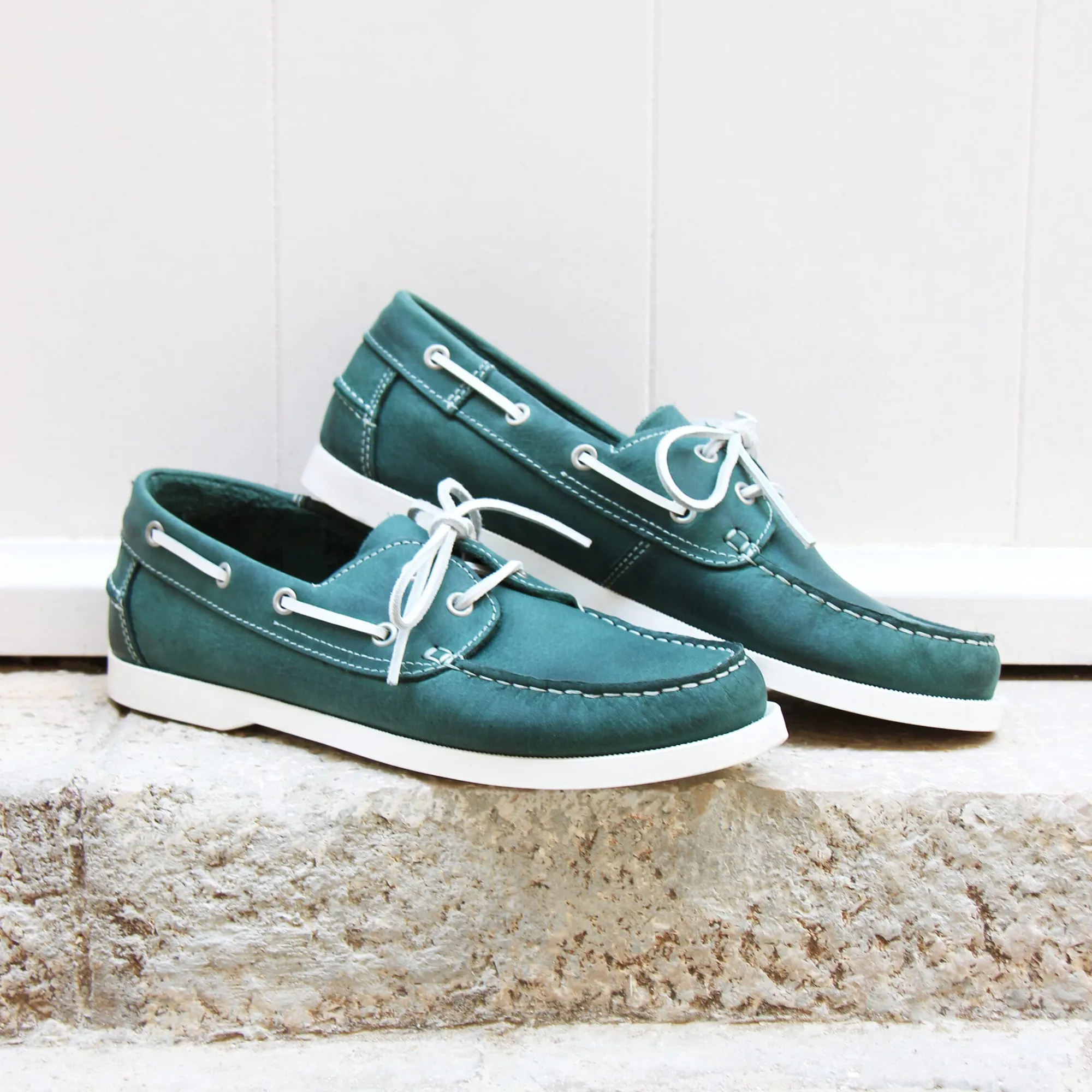 Fashion Chaussures bateau cuir vert Homme Fins De Série Solidaires