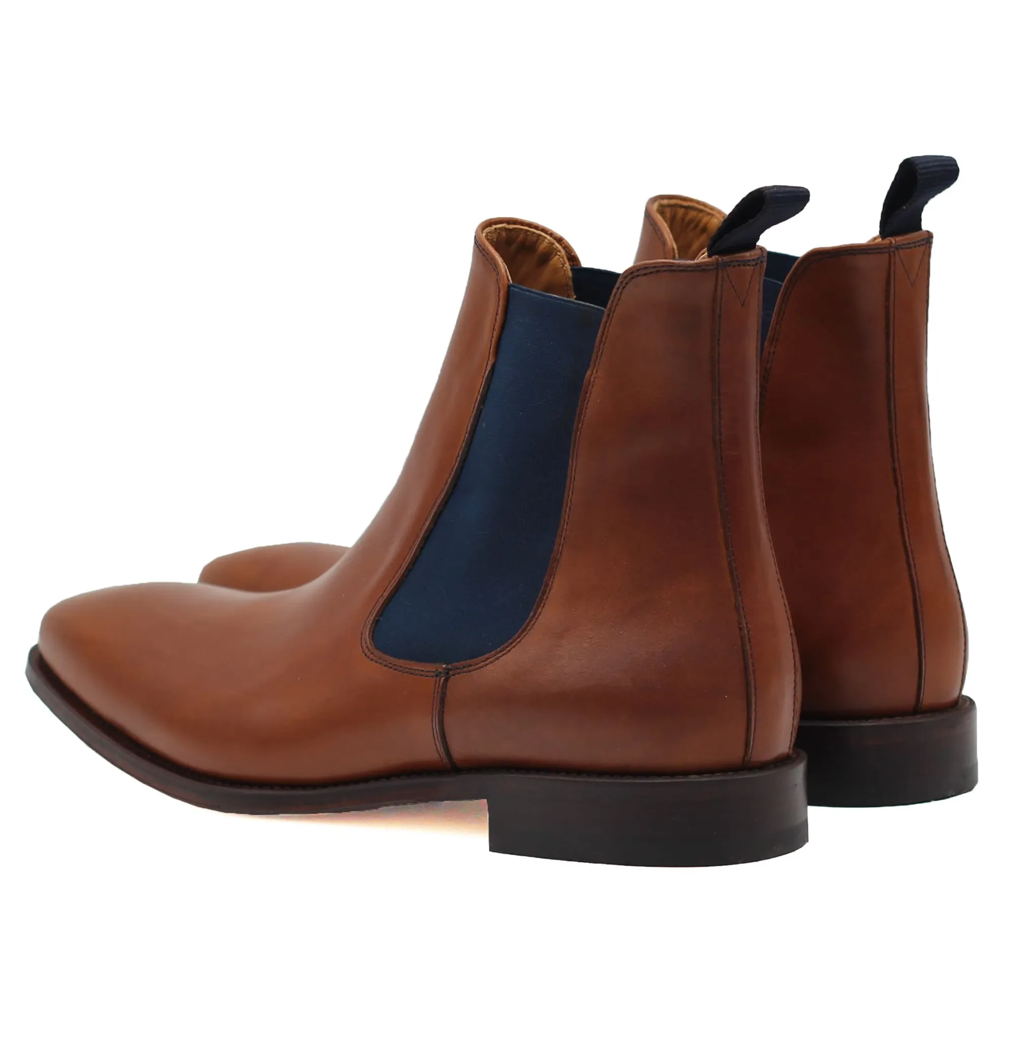 Outlet Chelsea boots cuir cognac bleu Homme Boots