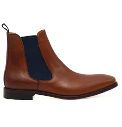 Outlet Chelsea boots cuir cognac bleu Homme Boots