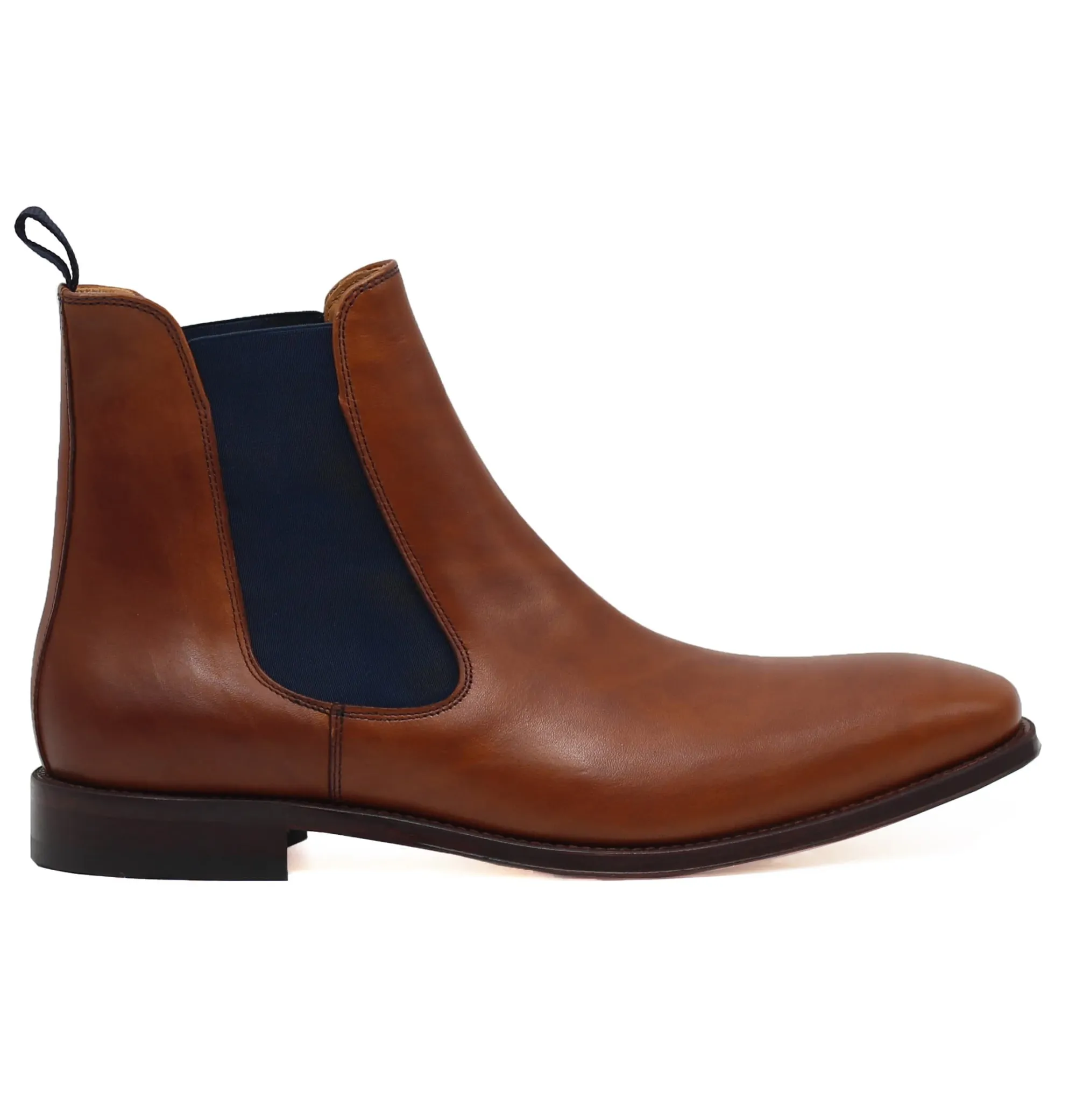 Outlet Chelsea boots cuir cognac bleu Homme Boots