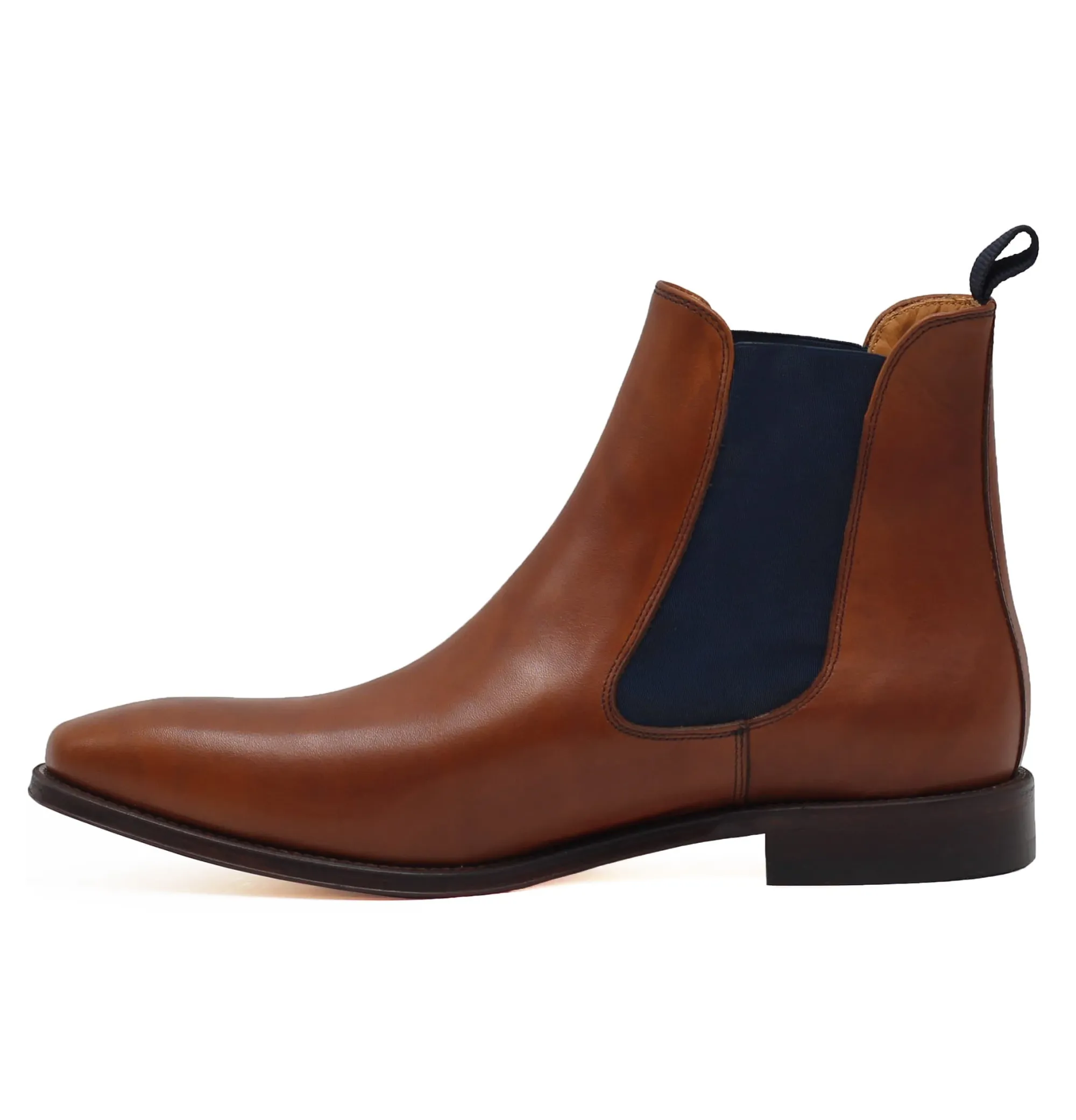 Outlet Chelsea boots cuir cognac bleu Homme Boots