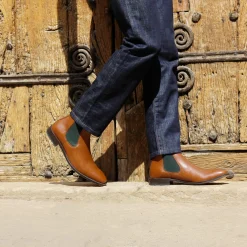 Store Chelsea boots cuir cognac vert Homme Boots