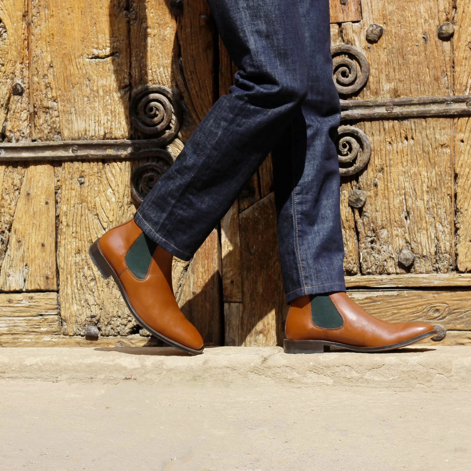 Store Chelsea boots cuir cognac vert Homme Boots