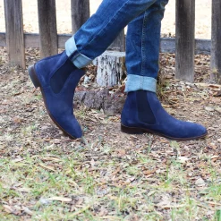 Flash Sale Chelsea boots cuir daim bleu marine Homme Boots