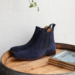 Flash Sale Chelsea boots cuir daim bleu marine Homme Boots