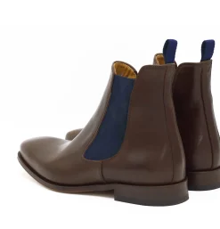 Store Chelsea boots cuir marron bleu Homme Fins De Série Solidaires