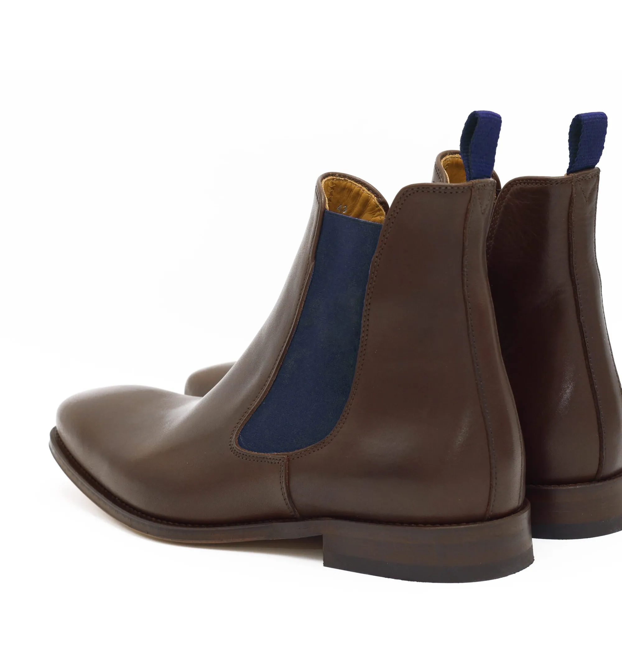 Store Chelsea boots cuir marron bleu Homme Fins De Série Solidaires