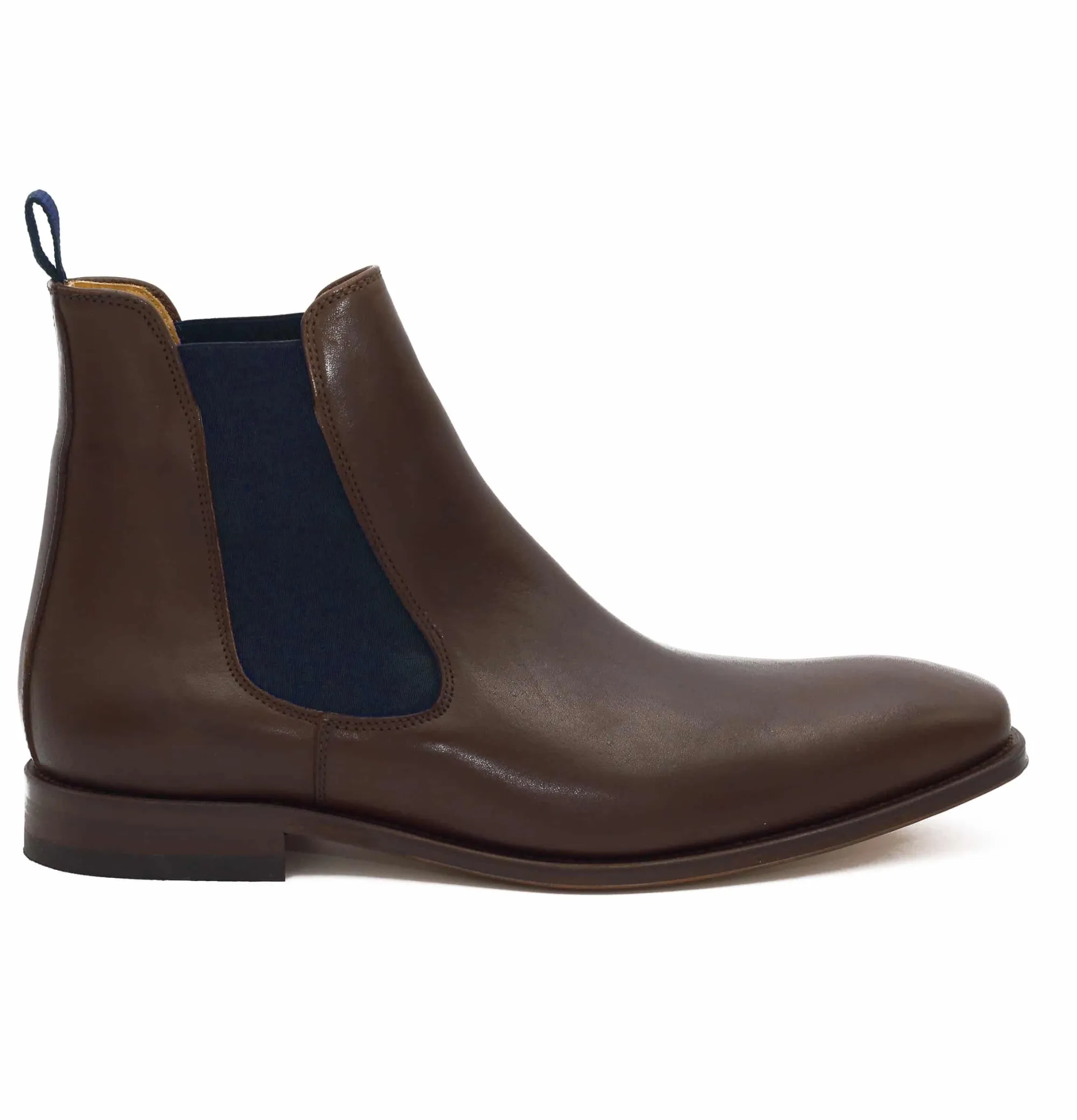 Store Chelsea boots cuir marron bleu Homme Fins De Série Solidaires