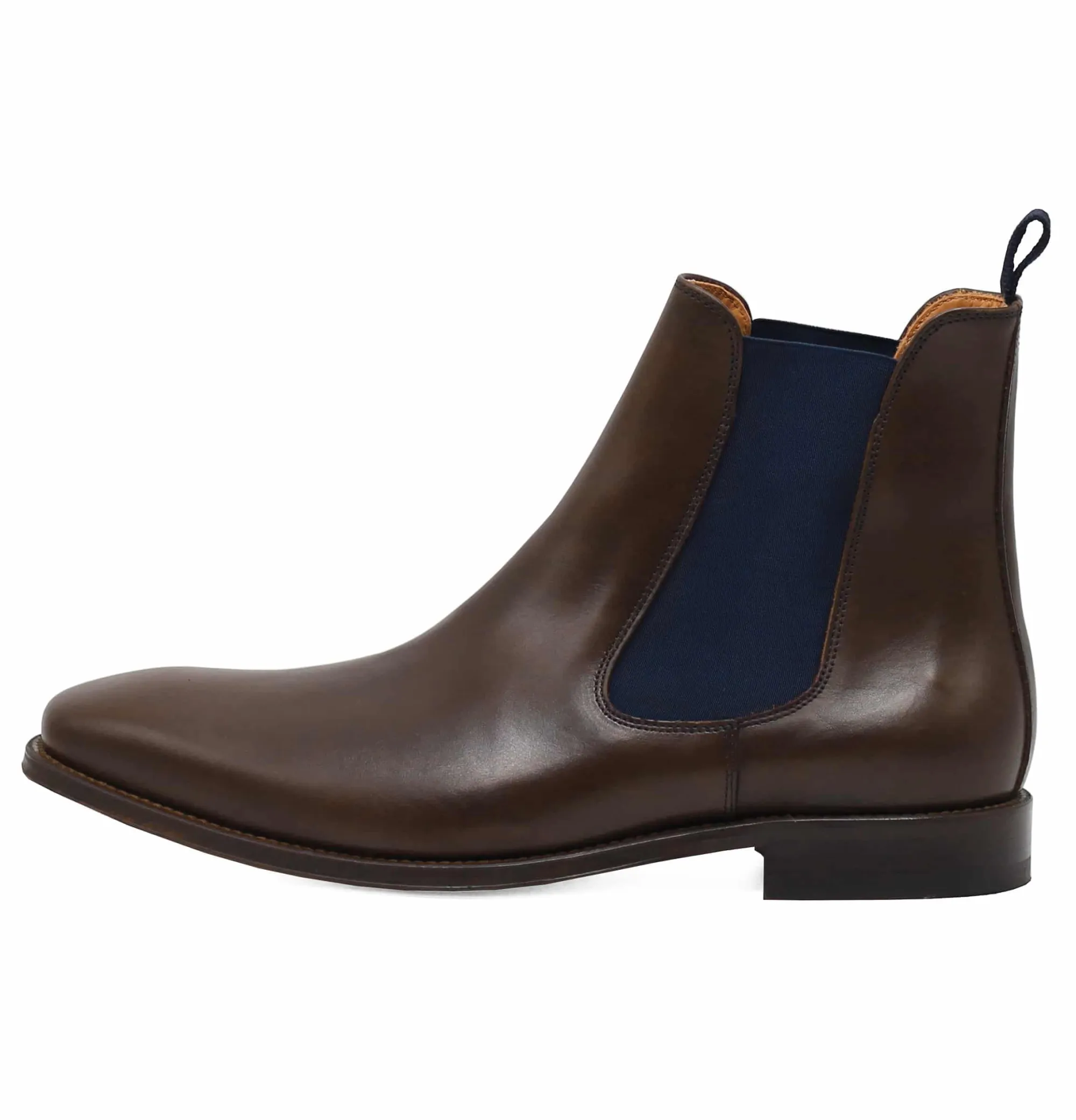 Store Chelsea boots cuir marron bleu Homme Fins De Série Solidaires