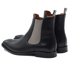 Outlet Chelsea boots cuir noir gris Homme Fins De Série Solidaires