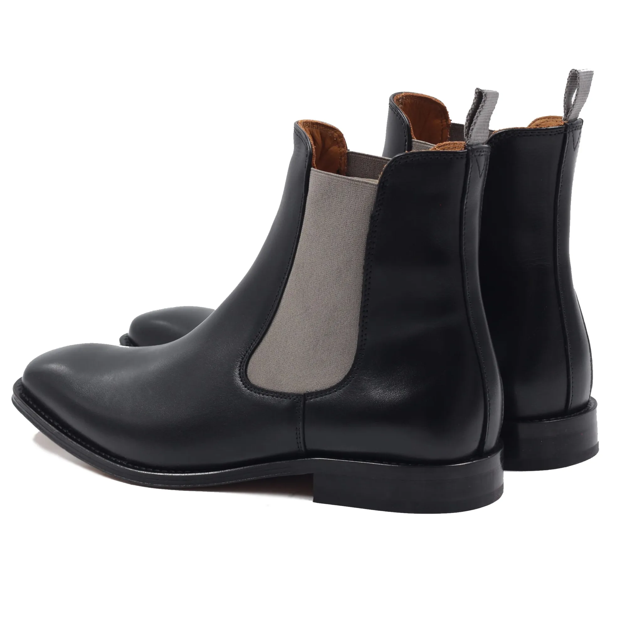 Outlet Chelsea boots cuir noir gris Homme Fins De Série Solidaires