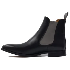 Outlet Chelsea boots cuir noir gris Homme Fins De Série Solidaires