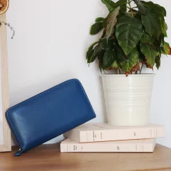 Clearance Compagnon cuir bleu royal Femme Petite Maroquinerie