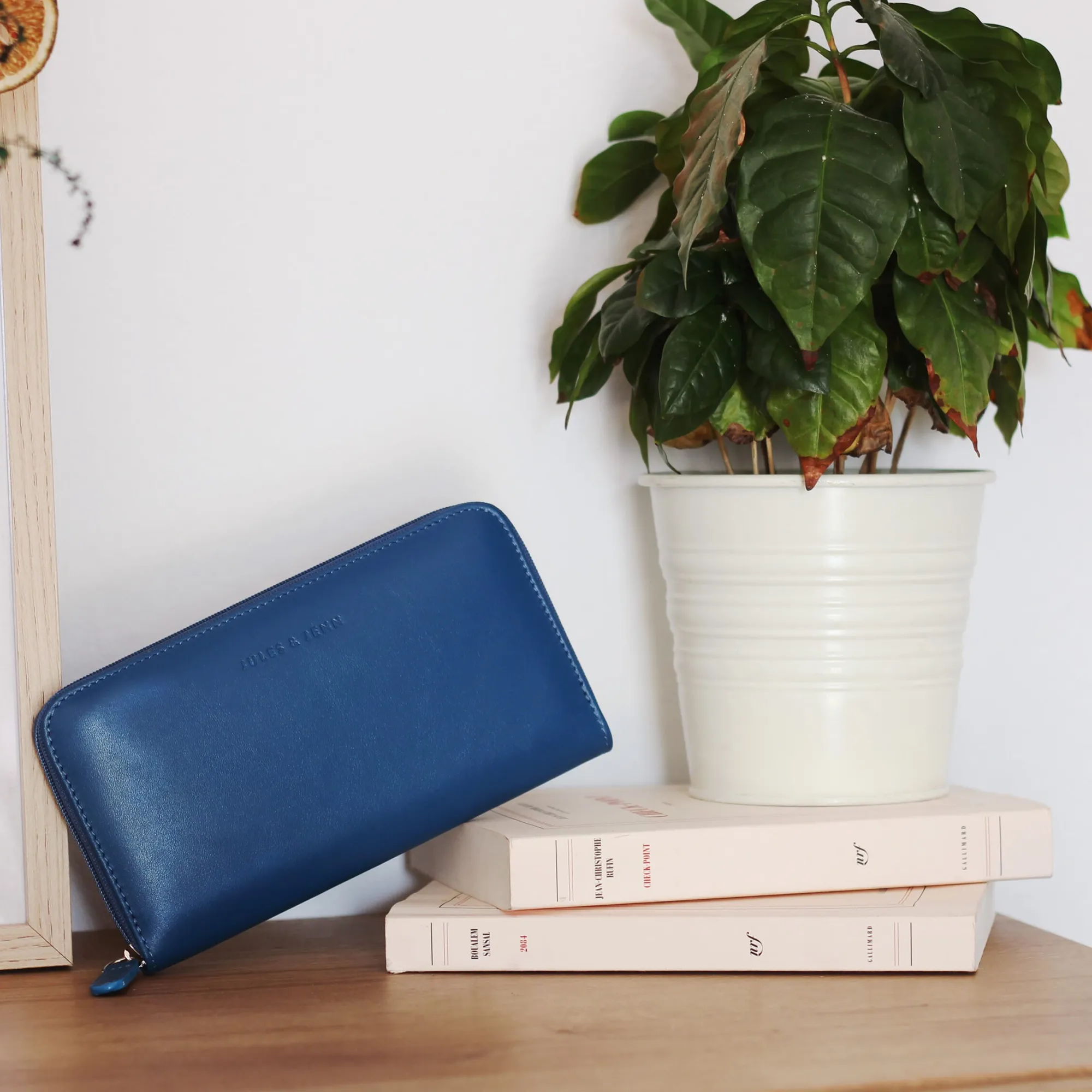 Clearance Compagnon cuir bleu royal Femme Petite Maroquinerie