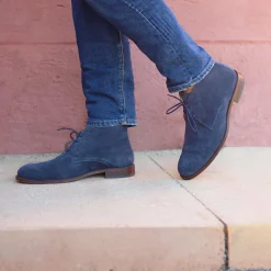 Sale Desert boots cuir daim bleu Homme Fins De Série Solidaires
