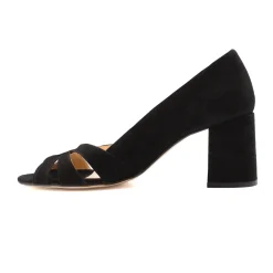 Cheap Escarpins découpe cuir daim Femme Sandales|Escarpins