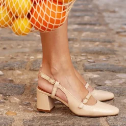 Cheap Escarpins slingback cuir vernis Femme Sandales|Escarpins