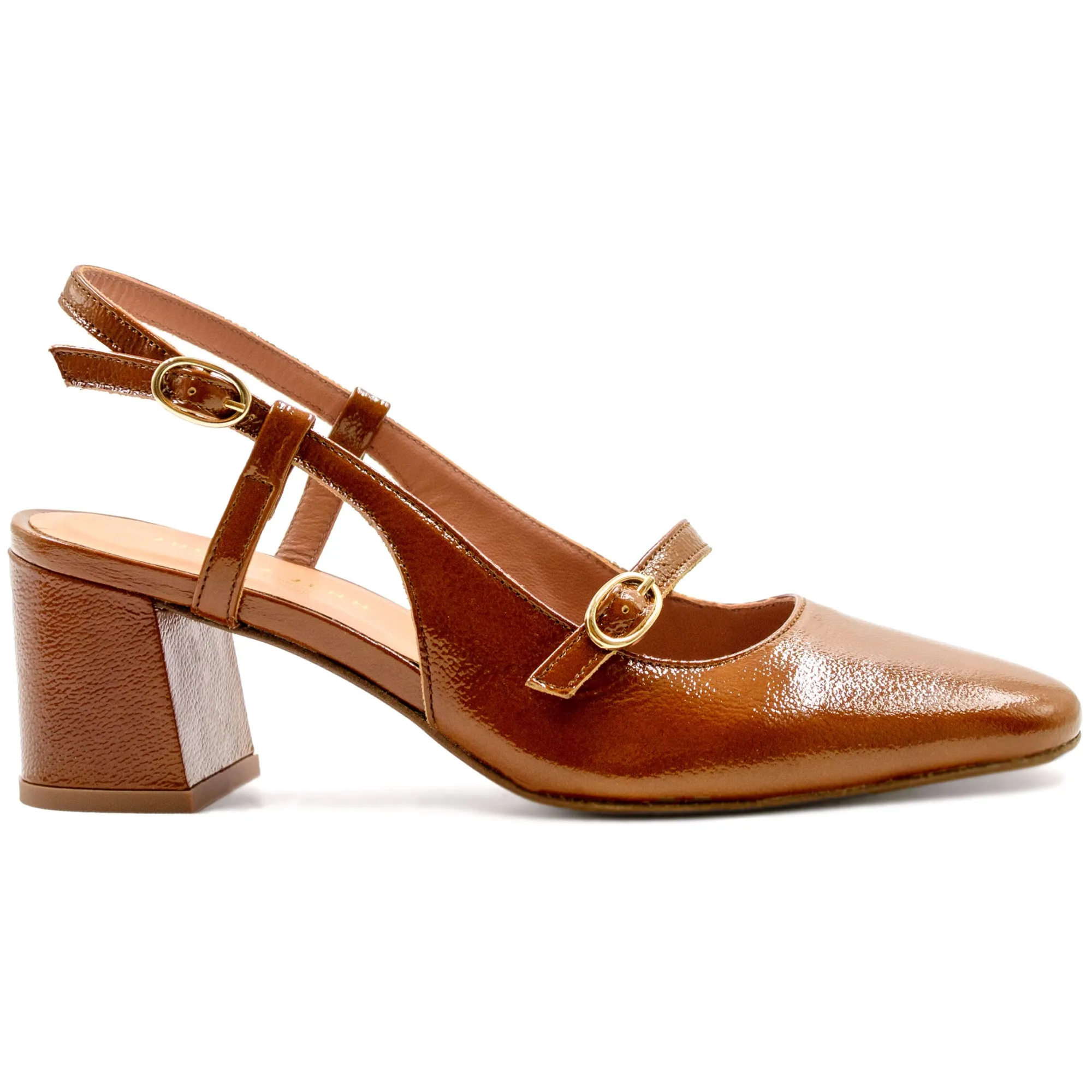 Outlet Escarpins slingback cuir vernis Femme Sandales|Escarpins