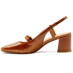 Outlet Escarpins slingback cuir vernis Femme Sandales|Escarpins