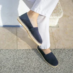 Store Espadrilles cuir daim bleu Homme Espadrilles & Sandales