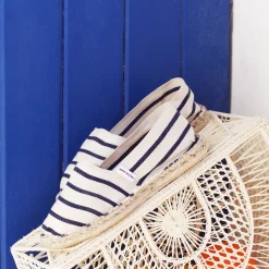 Shop Espadrilles toile coton blanc bleu Femme Espadrilles & Sandales|Espadrilles