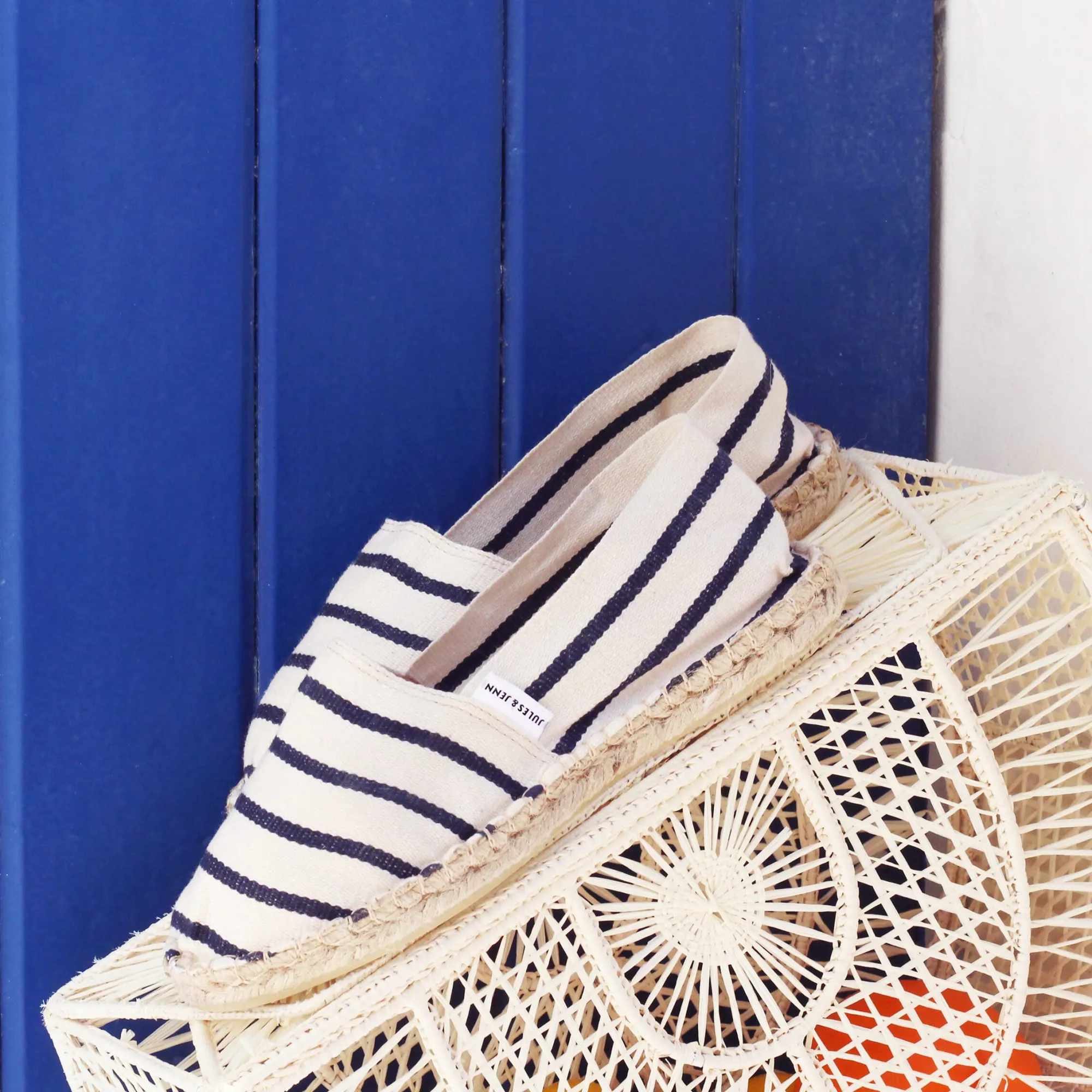 Shop Espadrilles toile coton blanc bleu Femme Espadrilles & Sandales|Espadrilles